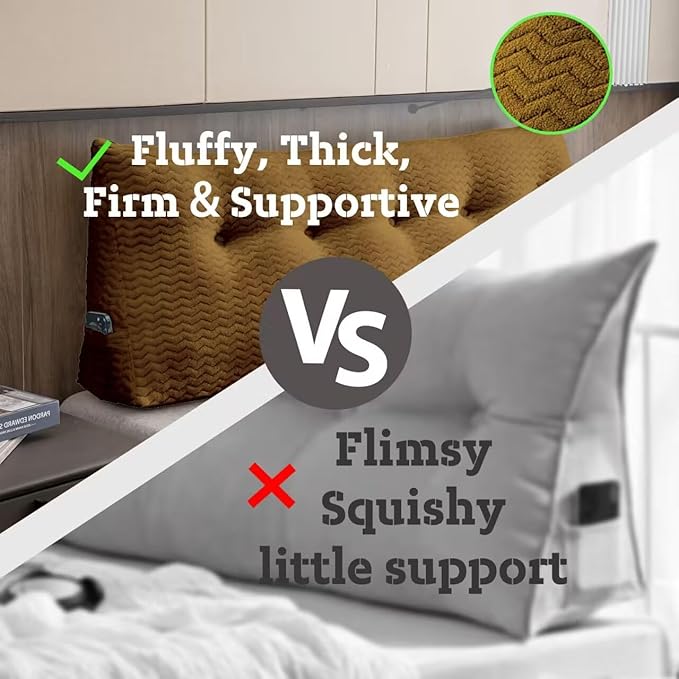 Large Bolster Triangular Headboard Wedge Backrest Positioning Support Bed Rest Reading Pillows Headboard Wedge Pillows for Day Bed Bunk Bed with Removable Cover