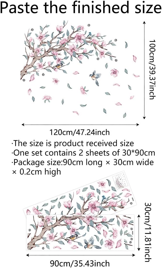 Elegant Wall Stickers - 120cm/47.24inch x 30cm/11.81inch, Set of 2 Decorative Vinyl Sheets