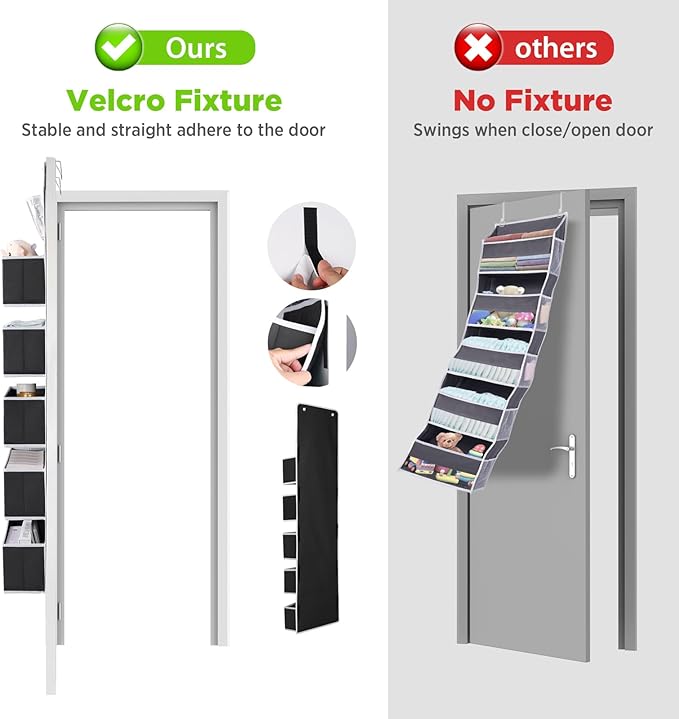 Univivi 6-Shelf Door Hanging Organizer Baby Door Storage Wall Mount Storage with 3 Small PVC Pockets and 5 Large Pockets for Baby Stuff, Toiletries and Sundries