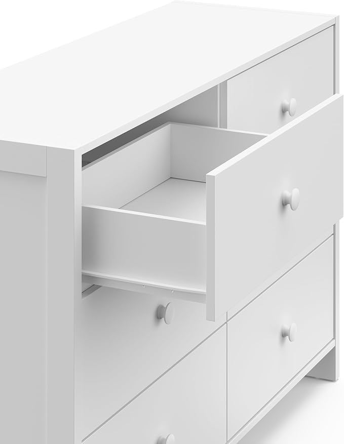 Storkcraft Calabasas 6 Drawer Dresser (White) - GREENGUARD Gold Certified, 6 Drawer Dresser with Interlocking Drawer System, Dresser Drawer Organizer for Kids' Bedroom