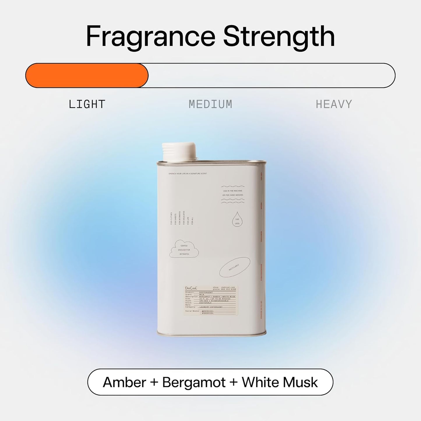 DedCool Liquid Laundry Dedtergent (Milk, 32 fl oz) Luxurious Fragrance, Scented, Removes Stains, Ideal for 60 Washes, Infused with Natural Essential Oils, Vegan, Non-Toxic, Cruelty & Dye Free