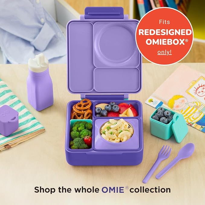 OmieBox Reusable Silicone Water Bottle - 8.7 oz, Straw Top, BPA-Free & Phthalate-Free, Leak-Proof (Purple)