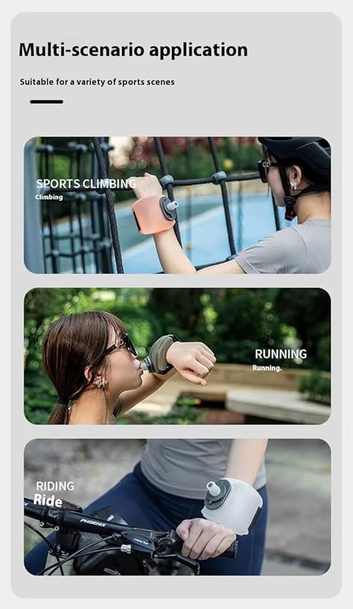 Portable Adjustable Wrist Sports Water Bottle - reusable leak-proof, 7 oz silicone can for travel, camping, jogging - Ideal for marathons, good companions for biking - Orange