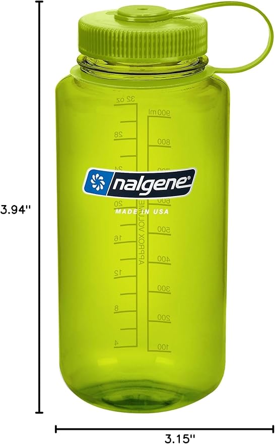Nalgene Sustain Tritan BPA-Free Water Bottle Made with Material Derived from 50% Plastic Waste, 32 OZ, Wide Mouth, Spring Green