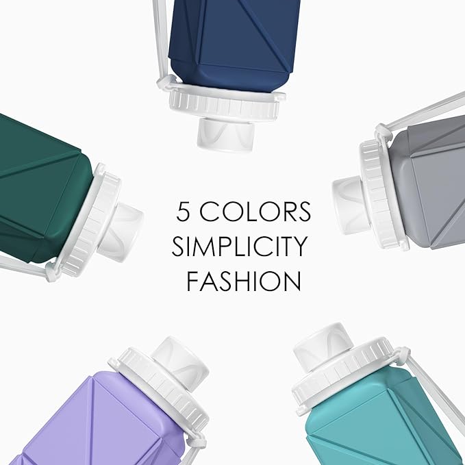 SPECIAL MADE Collapsible Water Bottles Cups Leakproof Valve Reusable BPA Free Silicone Foldable Travel Water Bottle Cup for Gym Camping Hiking Travel Sports Lightweight Durable