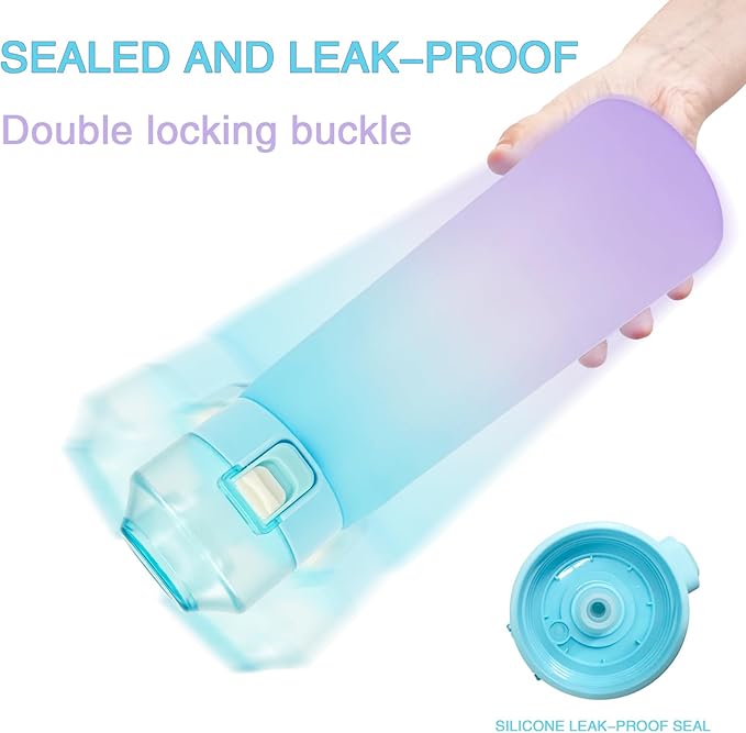 Air Water Bottle,650ML Scent Water Cup with 7 Flavour Pods,Leak Proof Sports Water Cup with Straw Suitable for Outdoor Sports,Kids Gifts (Blue Purple)