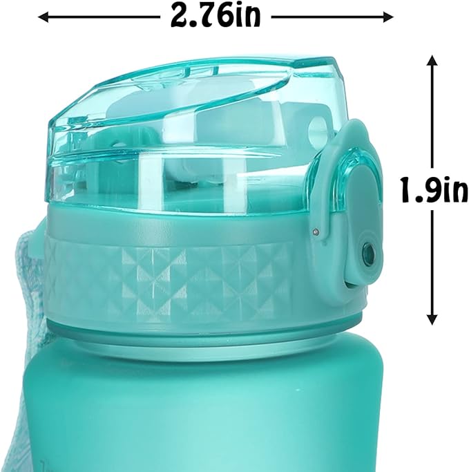 OLDLEY Replacement Straw Lid for 15 oz Water Bottle, Leakproof Spillproof Dustproof One-Click Open Cap with Carry Strap