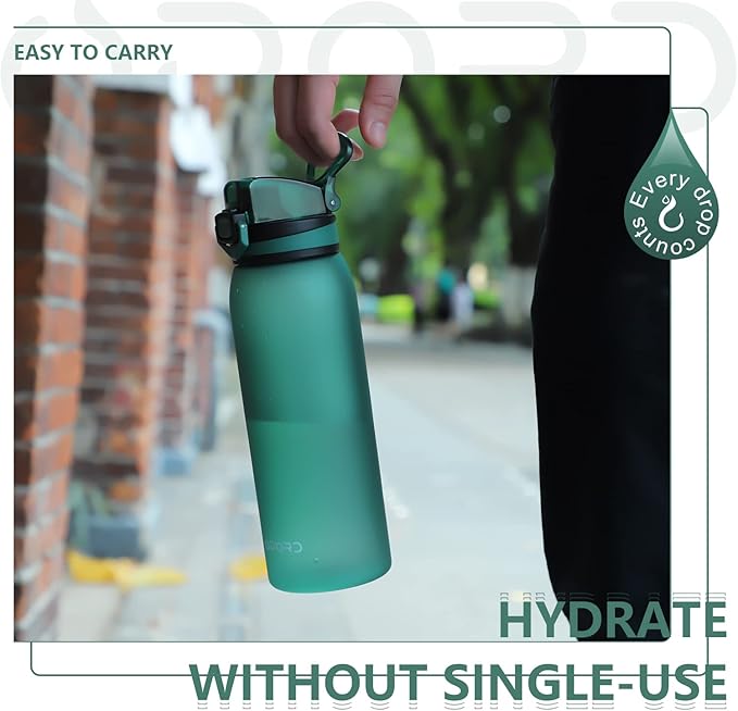 Opard 30oz Sports Water Bottle with Leak Proof Flip Top Lid BPA Free Tritan Reusable Plastic for Gym and Outdoor