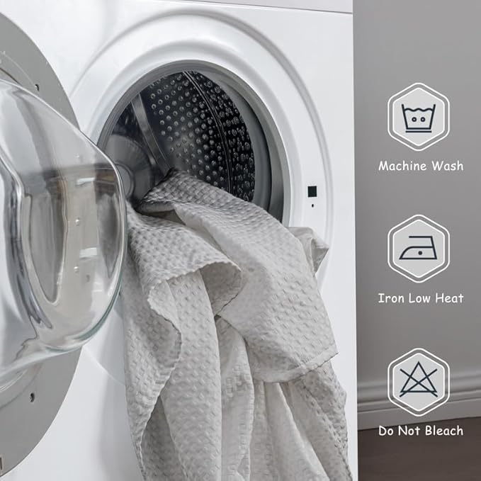 MIYE Pleated Waffle Weave Bed Skirt, Tailored Dust Ruffle 14 Inch Drop Easy Fit, Machine Washable (Light Grey, Full - 14" Drop)