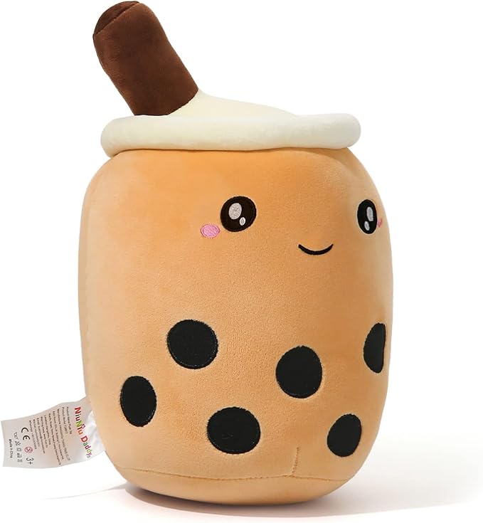 Niuniu Daddy Boba Plush 13.7in Large Kawaii Plushies Bubble Tea Cute Squishy Pillow Soft Brown Milk Tea Stuffed Animal for Kids/Girls/Boys