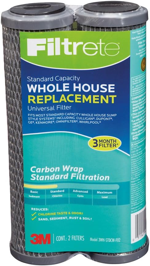 Filtrete 3WH-STDCW-F02 Standard Capacity Whole House System Refill, Carbon Wrap, 2-Pack