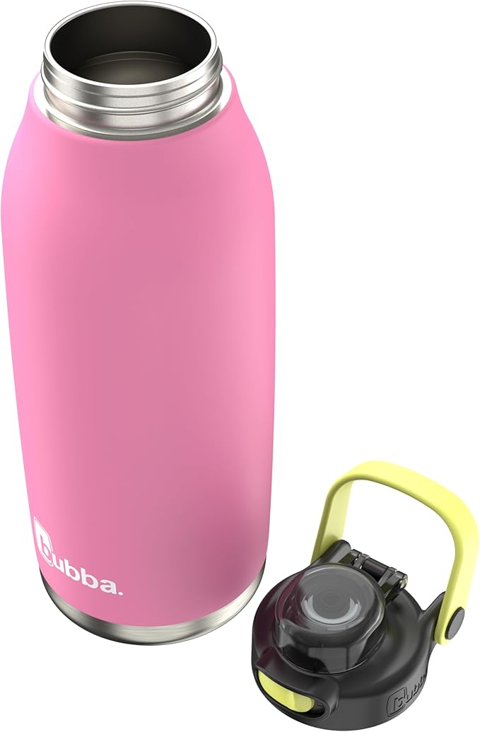Bubba Radiant Stainless Steel Water Bottle with Push-Button Chug Lid 40oz, Rubberized Azalea