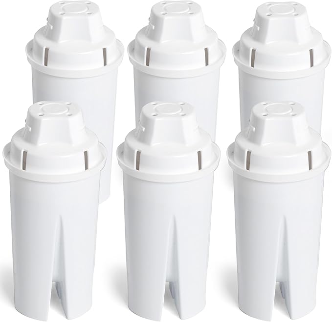 Amazon Basics Replacement Water Filters for Water Pitchers, BPA-Free, WQA & NSF Certified, Compatible with Brita Water Pitchers & Drinking Water Filter Systems, 1 Year Filter Supply, 6-Pack