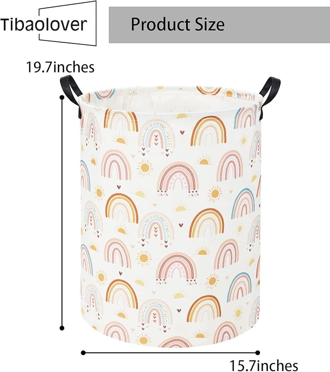 Rainbow Kids Laundry Basket Baby Hamper Rainbow Toy Storage Bin for Boys Room Decor Baby Nursery Hamper Gift Baskets for Bedroom Bathroom(Sun Rainbow)