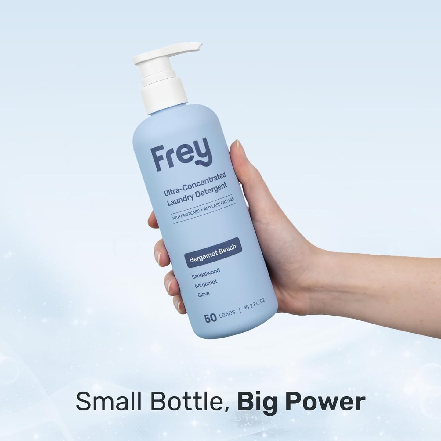 FREY Concentrated Liquid Laundry Detergent | Formulated for Sensitive Skin & HE Washers | Removes Stains Effectively | 50 Loads per Bottle (Cedar Grove & Bergamot Beach)