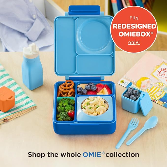 Omie OmieBox Reusable Silicone Water Bottle - 8.7 oz, Straw Top, BPA-Free & Phthalate-Free, Leak-Proof (Blue)