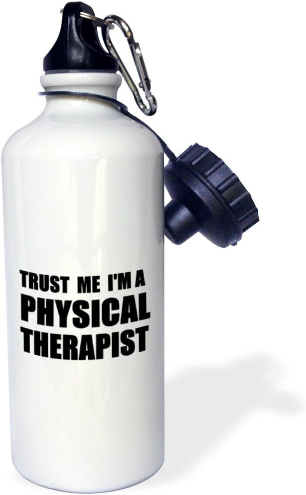 3dRose Trust me Im a Physical Therapist Therapy Work Humor Funny Job Gift Sports Water Bottle, 21oz, Multicolored