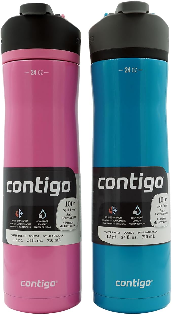 Contigo Cortland Water Bottle, 24 oz,2-Pack, Juniper; Azalea