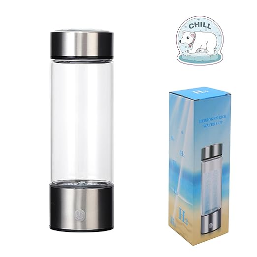 Hydrogen Water Bottle, Portable Hydrogen Rich Water Generator with 3Min Quick Electrolysis for Home, Office and Travel V32.611.07 AR-02-007 (Silver Eggshell)