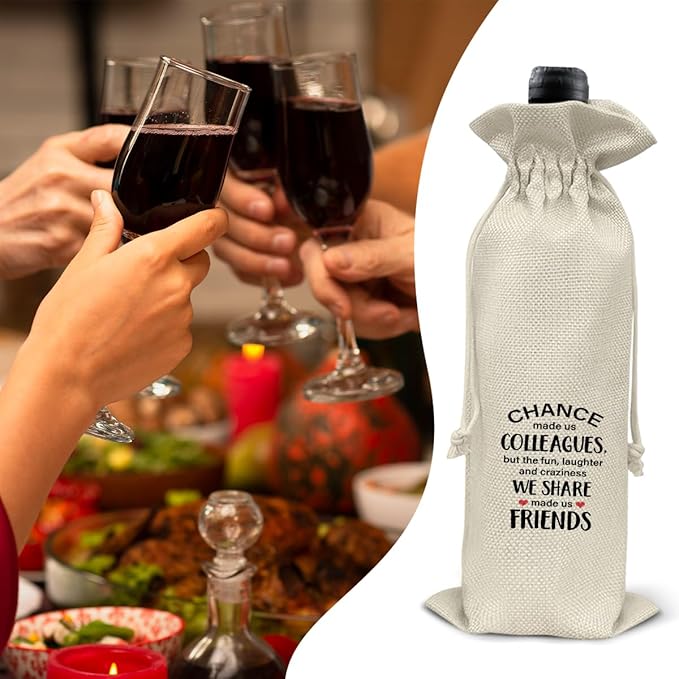 HOIJAUMAI Gift for Colleagues, Friendship Gifts for Coworkers Colleagues, Colleagues Wine Bag Coworker Wine Gift Bags for Women Men