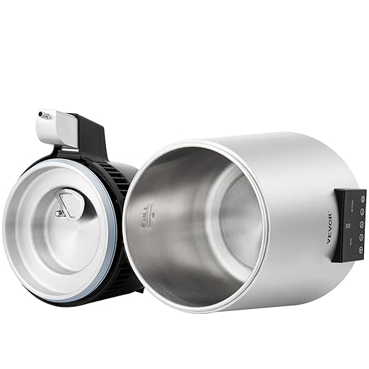 VEVOR 1.1Gal Water Distiller, 0.4Gal/H, Distilled Water Maker Machine 1750W 0-99H Timing Dual Temp Display, 304 Stainless Steel Countertop Distiller Glass Carafe Cleaning Powder 3 Carbon Packs, Silver