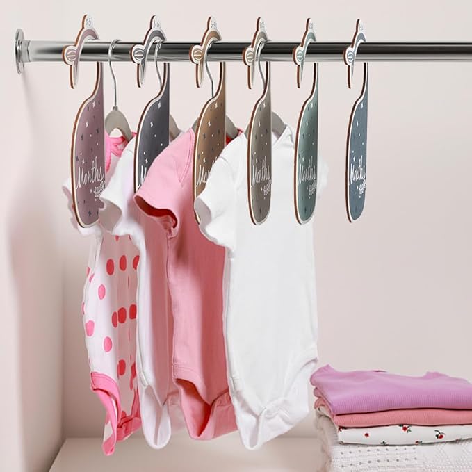 CRASPIRE 8Pcs Wooden Baby Wardrobe Dividers Whale Nursery Decor from Newborn to 24 Month Hanger Seperaters Baby Closet Organizers Nursery Infant Wardrobe Hangers Divider for Newborn Shower