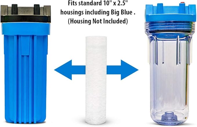 Harrington HVV5-10N 5 Micron 10" x 2.5" Premium Sediment Water Filter Replacement Cartridge - Made in USA - for Any Standard RO Unit | Whole House Sediment Filtration