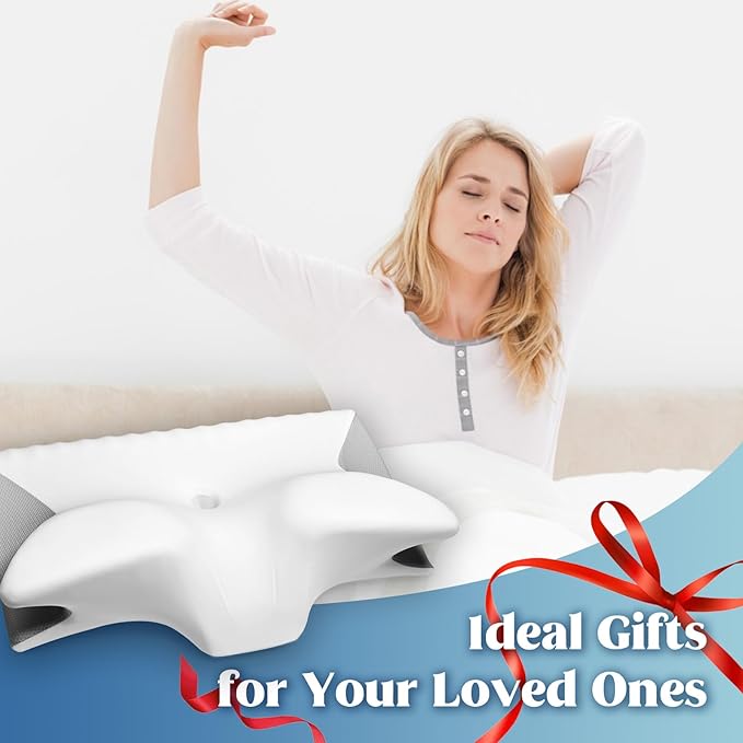 Cervical Pillow for Neck Pain Relief, Cooling Contour Memory Foam Pillows Support Odorless Ergonomic Neck Pillow Adjustable Orthopedic Bed Pillow for Side Back Stomach Sleeper with Pillowcase