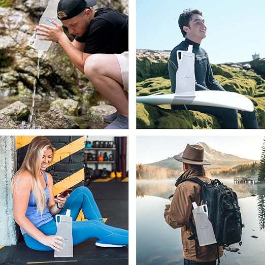 Survivor Filter 2L Clear Collapsible Water Bottles - Travel, Hiking, Foldable, BPA-Free - 2 x 67oz