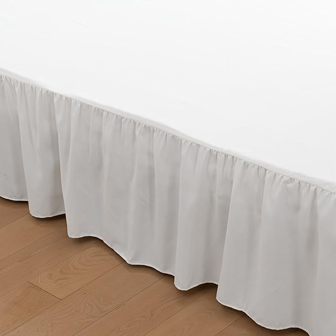 Bed Skirt Queen Size Ruffled Bed Skirt with Split Corners, 12 Inch Drop Dust Ruffle Bed Skirt with Platform, Ivory, Queen - 12" Drop