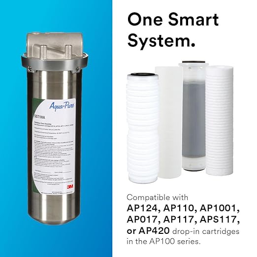 3M Aqua-Pure Whole House Std. Dia. Stainless Steel Filter Housing SST1HA. Heavy Duty Construction, Built to Last