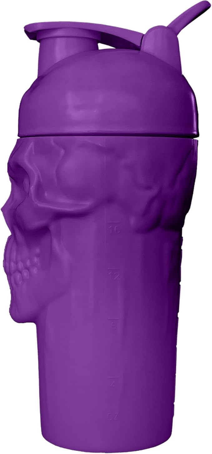 JNX SPORTS The Curse! Skull Shaker Bottle, 24-Ounce, Grape Limited Edition, Supplement Mixer with Classic Loop Top