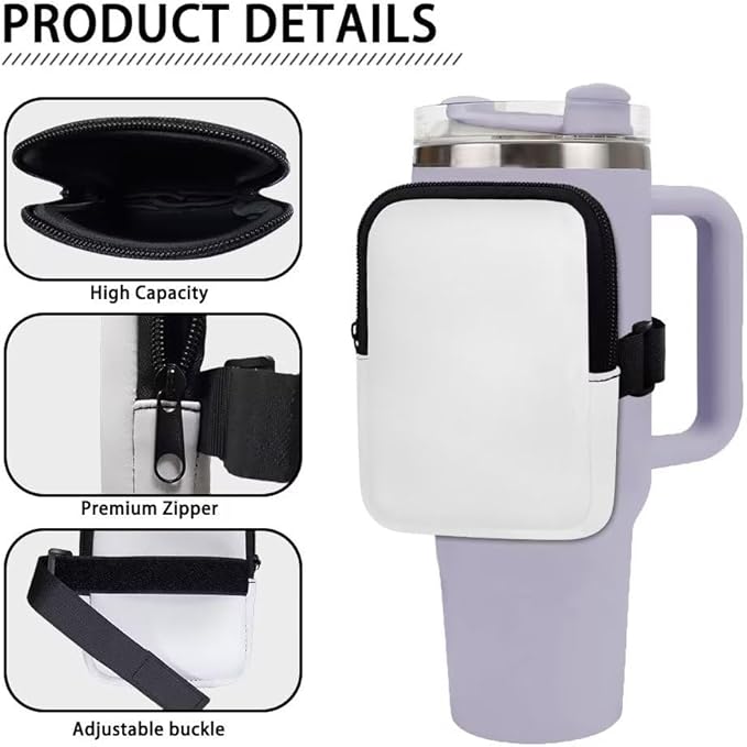Cute Panda Water Bottle Pouch with Adjustable Strap Tumbler Cup Pouch for 40oz Stanley Accessories Tumbler IceFlow Storage Holder