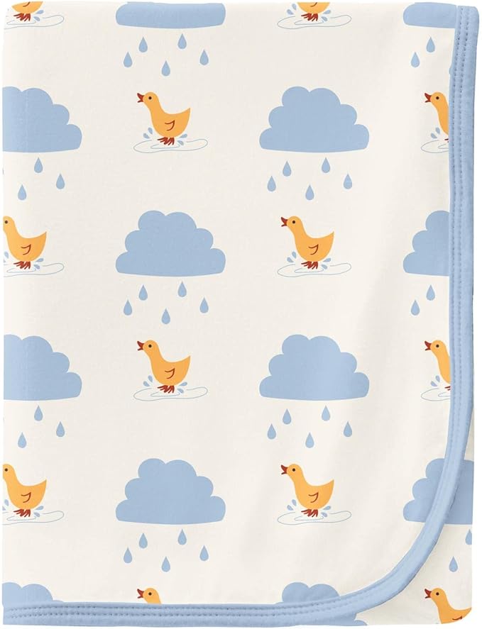 KicKee Print Swaddle Blankets, Silky Soft Baby Blanket, 40” x 29” (Natural Puddle Duck - One Size)