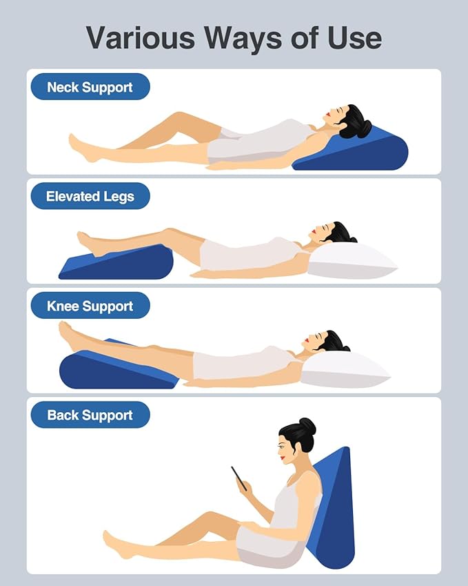 Luxtude Inflatable Wedge Pillow for Sleep Apnea, Travel Wedge Pillow for Back Pain Relief, Knee Leg Elevation Pillow, Inflatable Bed Wedge Pillow for Sleeping, Back Support Pillow for Sitting Up