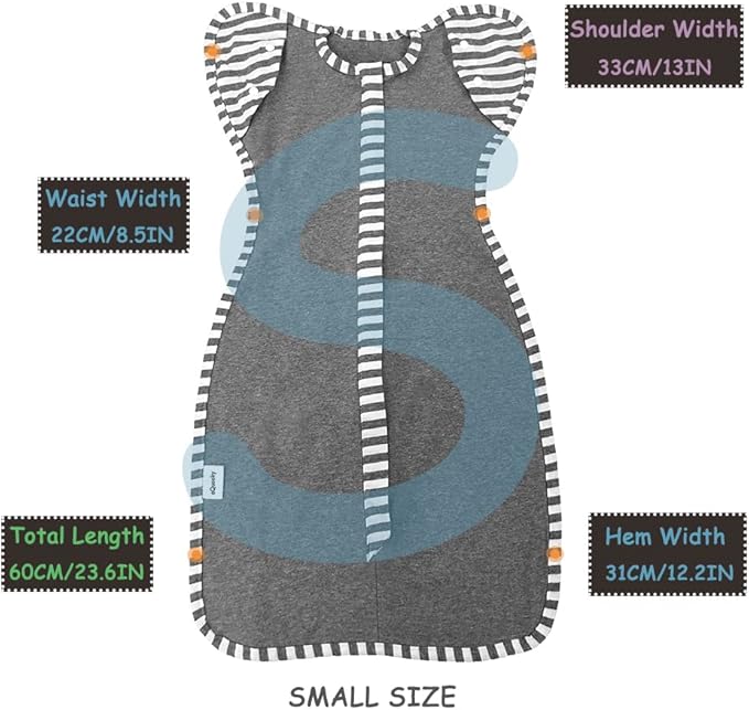 Baby Blanket Sack with Arms Free Design,Transition to Arms Free Wearable for Newborn Girl and Boy, Small 0-3Months, Blue