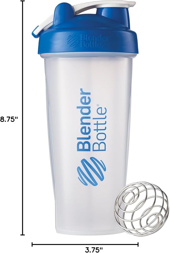 BlenderBottle Classic Loop Top Shaker Bottle, 28oz, Clear/Blue