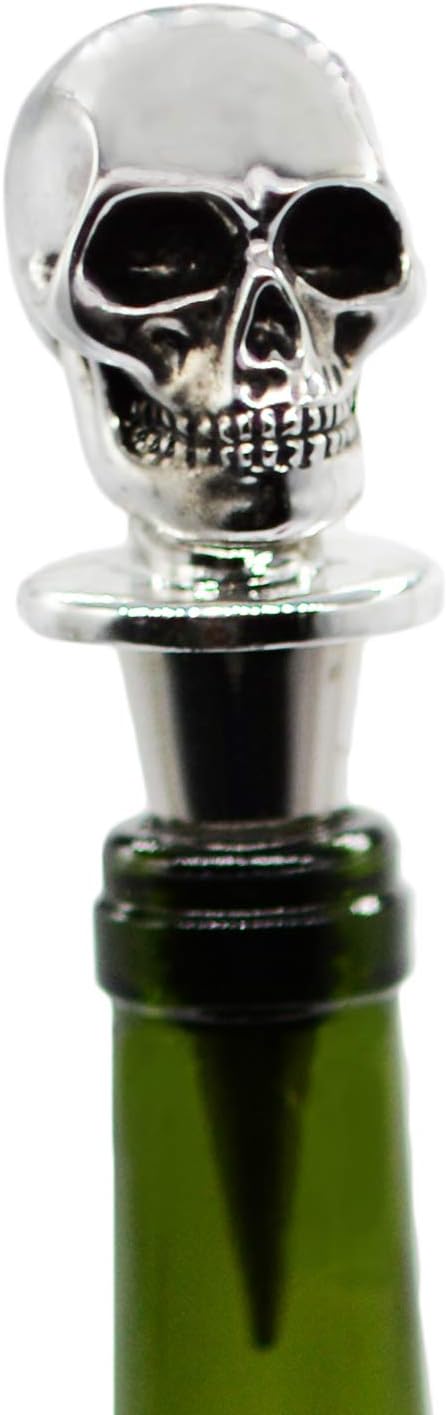 Silver Skull Bottle Wine Stoppers,Perfect Skull Theme Souvenirs Gifts for Men, Women