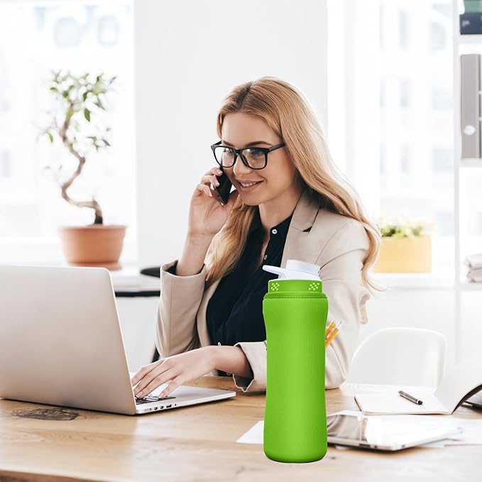 Water Bottle Sleeve Compatible with Cir-kul Water Bottle - 2 Pcs Sleeve Compatible with Cir-kul Plastic 22oz & Stainless Steel Bottle - Insulated Cover for Retaining Temperature,(Bright green-2p-22oz)