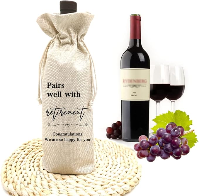 Socive Retirement Wine Bag, Retirement Gifts Wine Bags,Gift for Him or Her, Retirement Gifts Leaving Gifts for Colleagues Best Friends Coworkers Boss Nurse Teachers Retirees Work(5SW106)