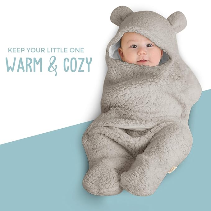 BlueMello Swaddle Blanket | Ultra-Soft Plush Essential for Infants 0-6 Months | Receiving Swaddling Wrap Grey | Ideal Newborn Registry and Toddler Boy Accessories | Perfect Baby Girl Shower Gift