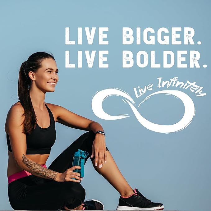 Live Infinitely 24 oz Water Bottle with Time Marker - Insulated Measured Water Tracker Screen - BPA Free Gym Water Bottle - Locking Flip Top Lid, Rubberized (Cotton Candy, 24oz)