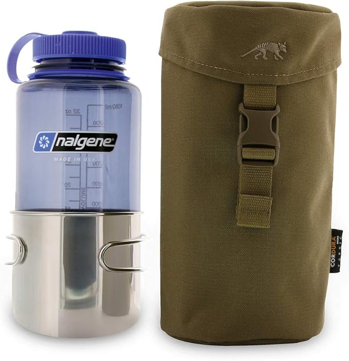 Tasmanian Tiger Tactical Water Bottle Holder with Strap - 1-Liter Molle System Bottle Holder with Quick-Release Buckle