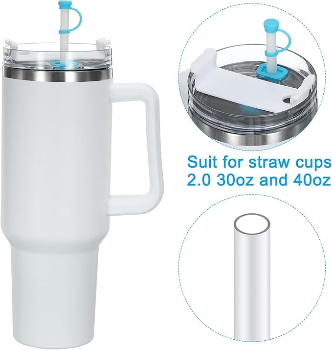 PATIKIL Silicone Spill Stopper for Straw Cup 1.0 40oz/ 30oz, Set of 6 Tumbler Accessories Including 2 Straw Cover Cap, 2 Square Spill Stopper and 2 Round Leak Stopper, Blue