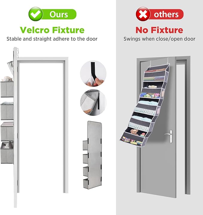 Univivi Door Hanging Organizer Nursery Closet Cabinet Over The Door Organizer with 4 Large Pockets and 3 Small PVC Pockets Door Storage for Cosmetics, Toys and Sundries