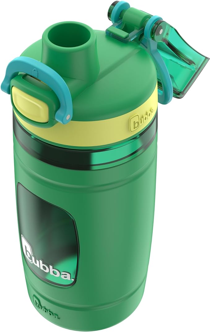 Bubba Kids Flo Silicone Sleeve and Wide Mouth, 16oz. Water Bottle, Medium, Fresh Fern