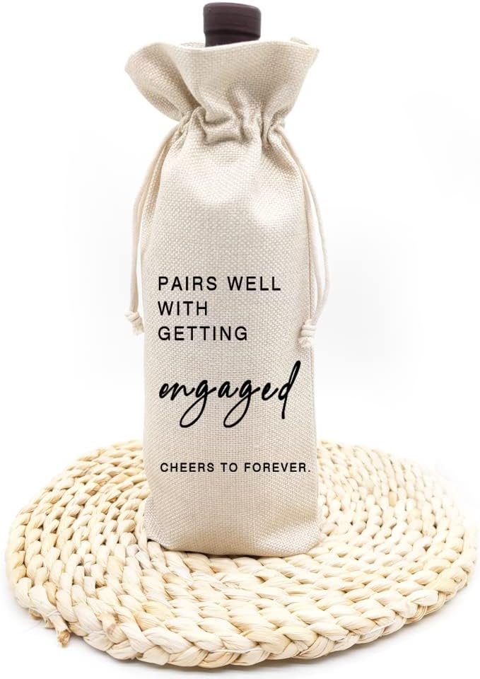 Socive Engagement Wine Bag, Pairs well with Engagements, Bride Gift, Engaged Gift for Couples, Gift for her, Engagement Party Decorations - Engaged Gift