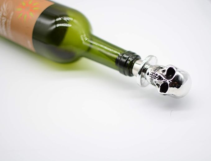 Silver Skull Bottle Wine Stoppers,Perfect Skull Theme Souvenirs Gifts for Men, Women