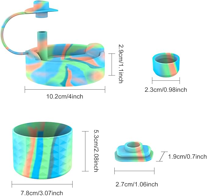 Protective Silicone Bottle Cover Set for Stanley Quencher H2.0 40 30 20 oz Tumbler with Handle & Iceflow, Anti-Scratch Cover Boot for Stanley Cup Accessories BPA Free (D)