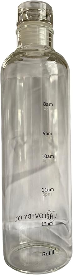 Glass Water Bottle 16 oz, 100% borosilicate, Pink, Clear & Blue Motivational Measurements w/Time, BPA-Free, Eco-friendly, for Gym, Sports, Travel, Fitness, or Work. (Clear Trasparent 500ml)